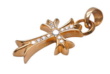 画像をギャラリービューアに読み込む, 極美品 CHROME HEARTS クロムハーツ 22K 22K スモールクロス withベイル パヴェダイヤ ペンダント 中古 67023