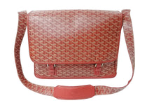 Load image into Gallery viewer, 極美品 GOYARD ゴヤール ショルダーバッグ グランブルーGM ヘリンボーン柄 PVC レザー レッド シルバー金具 中古 67032