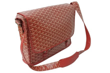 Load image into Gallery viewer, 極美品 GOYARD ゴヤール ショルダーバッグ グランブルーGM ヘリンボーン柄 PVC レザー レッド シルバー金具 中古 67032