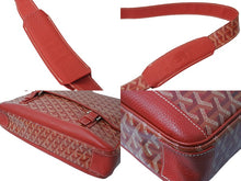 Load image into Gallery viewer, 極美品 GOYARD ゴヤール ショルダーバッグ グランブルーGM ヘリンボーン柄 PVC レザー レッド シルバー金具 中古 67032