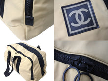 画像をギャラリービューアに読み込む, CHANEL シャネル スポーツライン ボストンバッグ ココマーク ロゴ 7番台 ナイロン ベージュ ブラック 美品 中古 67034