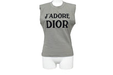 Load image into Gallery viewer, 極美品 Christian Dior クリスチャンディオール J'ADORE DIOR 千鳥柄 タンクトップ ノースリーブ グレー ブラック ロゴ トップス 2A12155301 サイズ40 中古 67040