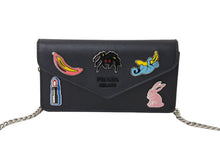 画像をギャラリービューアに読み込む, PRADA プラダ バッチ チェーン ショルダーバッグ ブラック SAFFIANO SMALTO レザー サフィアーノ 1DH044 ロゴ シルバー金具 美品 中古 67044