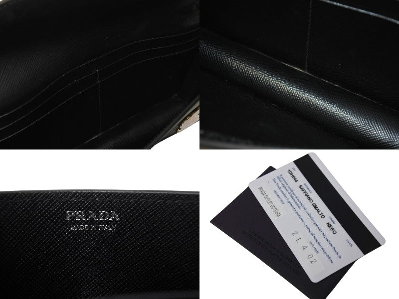 PRADA プラダ バッチ チェーン ショルダーバッグ ブラック SAFFIANO SMALTO レザー サフィアーノ 1DH044 ロゴ  シルバー金具 美品 中古 67044 – Casanova Vintage