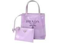 画像をギャラリービューアに読み込む, 極美品 PRADA プラダ トートバッグ ハンドバッグ スパンコール メッシュ イタリア製 1BG417 パープル ブラック 中古 67045