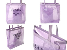 画像をギャラリービューアに読み込む, 極美品 PRADA プラダ トートバッグ ハンドバッグ スパンコール メッシュ イタリア製 1BG417 パープル ブラック 中古 67045