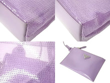 画像をギャラリービューアに読み込む, 極美品 PRADA プラダ トートバッグ ハンドバッグ スパンコール メッシュ イタリア製 1BG417 パープル ブラック 中古 67045