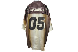 FUBU THE COLLECTION フブ ゲームシャツ ホッケーシャツ サイズXXL ポリエステル ブラウン アイボリー メッシュ 美品 中古 67070