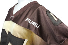 Load image into Gallery viewer, FUBU THE COLLECTION フブ ゲームシャツ ホッケーシャツ サイズXXL ポリエステル ブラウン アイボリー メッシュ 美品 中古 67070