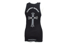 Load image into Gallery viewer, CHROME HEARTS クロムハーツ × 氷室京介 バッククロス プリント タンクトップ ブラック コットン ロゴ サイズM 美品 中古 67071