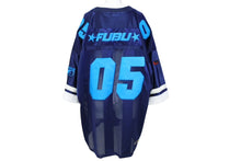 Load image into Gallery viewer, FUBU THE COLLECTION フブ ゲームシャツ ホッケーシャツ サイズXL ポリエステル ブルー ネイビー ホワイト メッシュ 美品 中古 67073