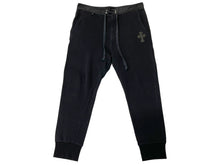 画像をギャラリービューアに読み込む, CHROME HEARTS クロムハーツ スウェットパンツ レザークロスパッチ シルバ−925 レザー コットン ブラック 美品 中古 67081