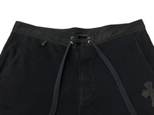 画像をギャラリービューアに読み込む, CHROME HEARTS クロムハーツ スウェットパンツ レザークロスパッチ シルバ−925 レザー コットン ブラック 美品 中古 67081