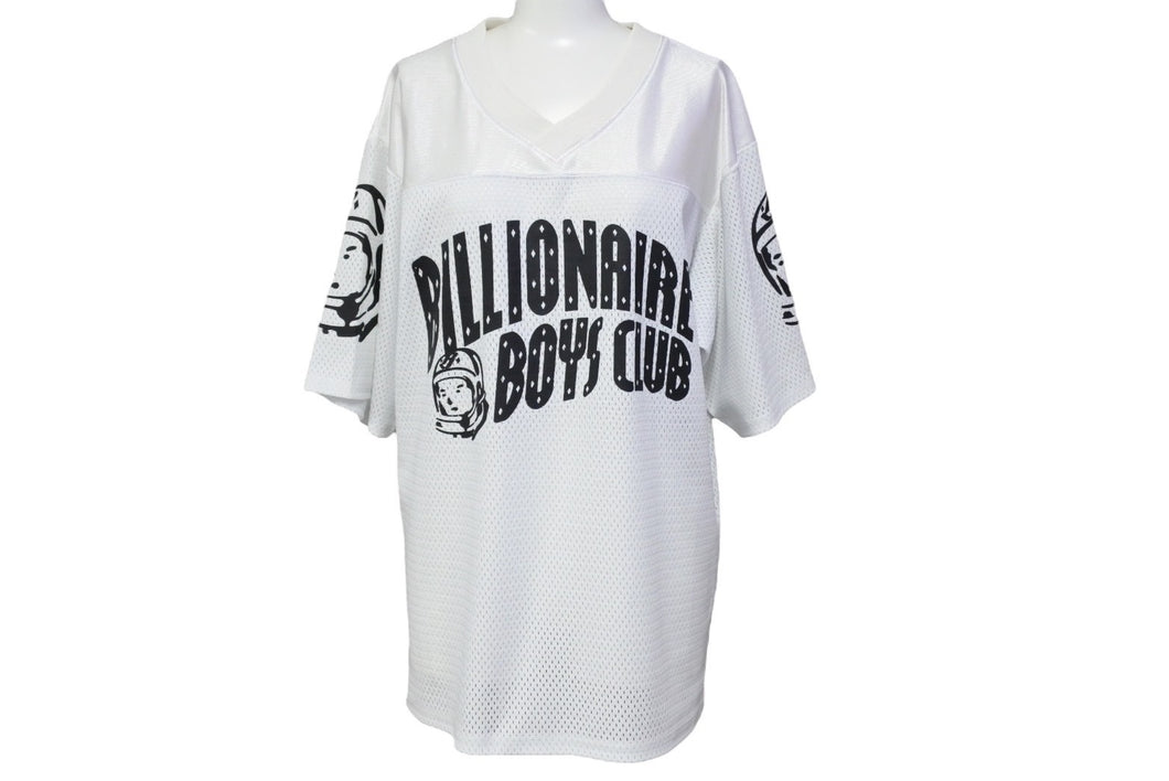 BILLIONAIRE BOYS CLUB ビリオネアボーイズクラブ ゲームシャツ サイズM メッシュ ロゴ プリント ホワイト ポリエステル 美品 中古 67088