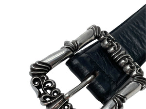 ChromeHearts クロムハーツ フィリグリーOTJ1.5 ベルト レザー シルバー925 ブラック サイズ36 美品 中古 67093