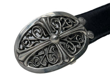 画像をギャラリービューアに読み込む, CHROME HEARTS クロムハーツ OVAL CROSS STRAP 1.5/1.5 クラシック オーバルクロス バックル レザーベルト サイズ38 中古 67120