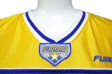 Load image into Gallery viewer, 極美品 FUBU THE COLLECTION フブ タンクトップ ゲームシャツ サイズL ポリエステル ブルー イエロー ホワイト メッシュ 中古 67126