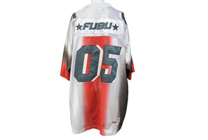 FUBU THE COLLECTION フブ ゲームシャツ ホッケーシャツ サイズXL ポリエステル レッド グリーン ブラウン ホワイト メッシュ 美品 中古 67128