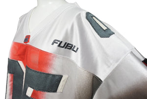 FUBU THE COLLECTION フブ ゲームシャツ ホッケーシャツ サイズXL ポリエステル レッド グリーン ブラウン ホワイト メッシュ 美品 中古 67128