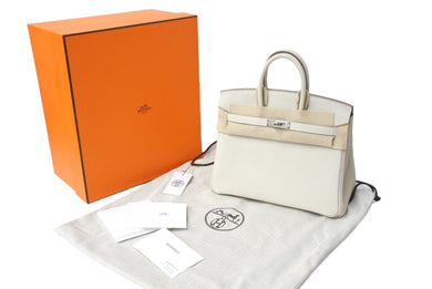 新品未使用 HERMES エルメス ハンドバッグ W刻印 バーキン25 クレ シルバー金具 トゴ 中古 67139