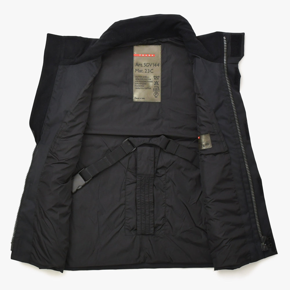 PRADA SPORTS プラダ スポーツ パデットベスト SGV144 サイズ48 ラバーパッチ ブラック レッド ヴィンテージ 美品 中古 4a006714