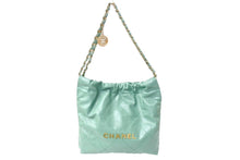 Load image into Gallery viewer, 極美品 CHANEL22 シャネル ハンドバッグ チェーンショルダーバッグ カーフスキン AS3980 グリーン ゴールド金具 中古 67151