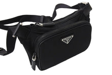 画像をギャラリービューアに読み込む, 極美品 PRADA プラダ Re-Nylon xサフィアーノレザー ショルダーバッグ ブラック 2VH128 ナイロン ロゴ シルバー金具 中古 67160