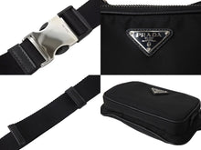 画像をギャラリービューアに読み込む, 極美品 PRADA プラダ Re-Nylon xサフィアーノレザー ショルダーバッグ ブラック 2VH128 ナイロン ロゴ シルバー金具 中古 67160