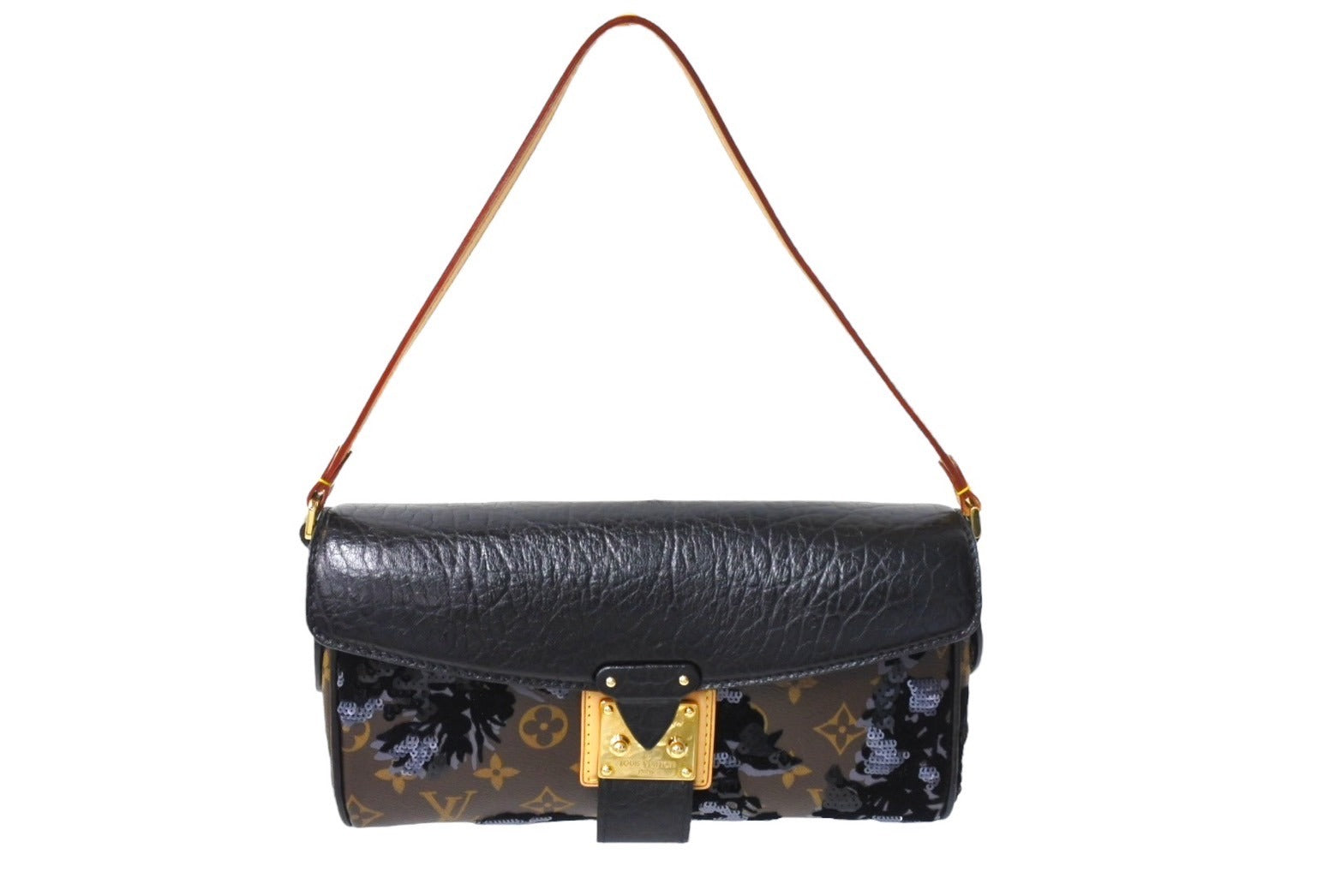 極美品 LOUIS VUITTON ルイヴィトン フルール ドゥ ジュマネージュ スパンコール M40435 ハンドバッグ ブラック 中古 67161  – Casanova Vintage