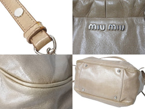 MIUMIU ミュウミュウ ヴィッテロルクス 2WAY ハンドバッグ ベージュ ショルダーバッグ VITELLO LUX RNN955 シルバー金具 美品 中古 67166