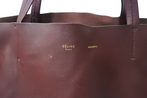 CELINE セリーヌ ホリゾンタルカバ トートバッグ ハンドバッグ ロゴ レザー ボルドー ワインレッド ゴールド金具 良品 中古 67172