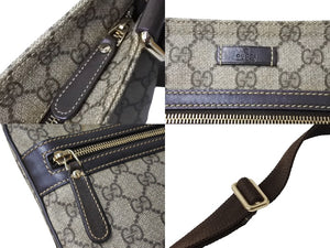 GUCCI グッチ GGスプリーム ショルダーバッグ 295257 493075 イタリア製 GGキャンバス レザー ベージュ ゴールド 美品 中古 67174