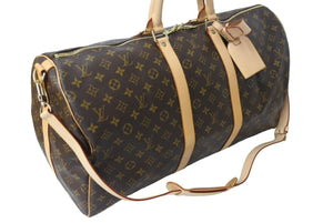 極美品 LOUIS VUITTON ルイヴィトン キーポル55 ボストンバッグ M41414 MB1026 モノグラム ブラウン ゴールド金具 中古 67175