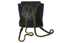 画像をギャラリービューアに読み込む, CHANEL シャネル マトラッセ リュック Wココマーク バックパック ココマーク 3番台 ラムスキン ブラック ゴールド金具 美品 中古 67182