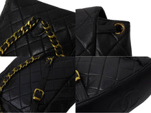 画像をギャラリービューアに読み込む, CHANEL シャネル マトラッセ リュック Wココマーク バックパック ココマーク 3番台 ラムスキン ブラック ゴールド金具 美品 中古 67182