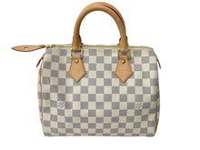 画像をギャラリービューアに読み込む, 極美品 LOUIS VUITTON ルイヴィトン ハンドバッグ スピーディ25 ダミエアズール N41534 ホワイト グレー ゴールド金具 中古 67184