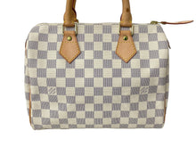 画像をギャラリービューアに読み込む, 極美品 LOUIS VUITTON ルイヴィトン ハンドバッグ スピーディ25 ダミエアズール N41534 ホワイト グレー ゴールド金具 中古 67184