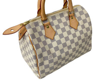 画像をギャラリービューアに読み込む, 極美品 LOUIS VUITTON ルイヴィトン ハンドバッグ スピーディ25 ダミエアズール N41534 ホワイト グレー ゴールド金具 中古 67184
