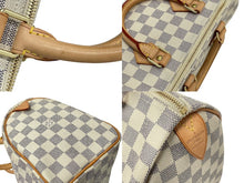 画像をギャラリービューアに読み込む, 極美品 LOUIS VUITTON ルイヴィトン ハンドバッグ スピーディ25 ダミエアズール N41534 ホワイト グレー ゴールド金具 中古 67184