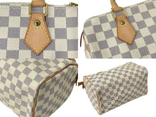 画像をギャラリービューアに読み込む, 極美品 LOUIS VUITTON ルイヴィトン ハンドバッグ スピーディ25 ダミエアズール N41534 ホワイト グレー ゴールド金具 中古 67184