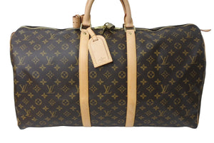 極美品 LOUIS VUITTON ルイヴィトン キーポル55 ボストンバッグ M41414 MB1026 モノグラム ブラウン ゴールド金具 中古 67187