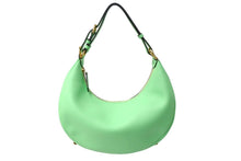 画像をギャラリービューアに読み込む, 新品未使用品 FENDI フェンディ フェンディグラフィー スモール ハンドバッグ 三日月形 カーフレザー グリーン ゴールド 中古 67194