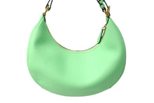 画像をギャラリービューアに読み込む, 新品未使用品 FENDI フェンディ フェンディグラフィー スモール ハンドバッグ 三日月形 カーフレザー グリーン ゴールド 中古 67194