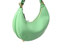 画像をギャラリービューアに読み込む, 新品未使用品 FENDI フェンディ フェンディグラフィー スモール ハンドバッグ 三日月形 カーフレザー グリーン ゴールド 中古 67194