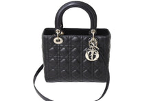 Load image into Gallery viewer, Christian Dior クリスチャンディオール レディディオール ミディアム 2WAY ハンドバッグ カナージュ ブラック 美品 中古 67196