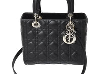 Load image into Gallery viewer, Christian Dior クリスチャンディオール レディディオール ミディアム 2WAY ハンドバッグ カナージュ ブラック 美品 中古 67196