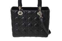 Load image into Gallery viewer, Christian Dior クリスチャンディオール レディディオール ミディアム 2WAY ハンドバッグ カナージュ ブラック 美品 中古 67196