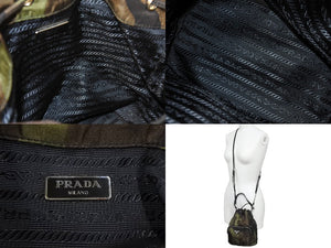 PRADA プラダ 2WAYハンドバッグ 迷彩 カモフラ 巾着 1N1864 トライアングルロゴ ナイロン レザー シルバー金具 美品 中古 67199