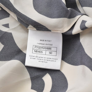 CHANEL シャネル ココマーク ウェーブ シルク半袖シャツ P70211 モノトーン 50サイズ ブラック アイボリー 2021SS シルク 美品 中古 4a006720