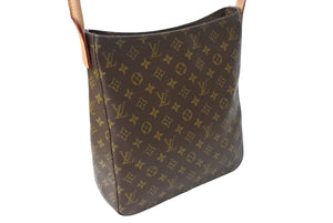 極美品 LouisVuitton ルイヴィトン ルーピングGM ハンドバッグ モノグラム M51145 MI0070 ブラウン ゴールド金具 中古 67209